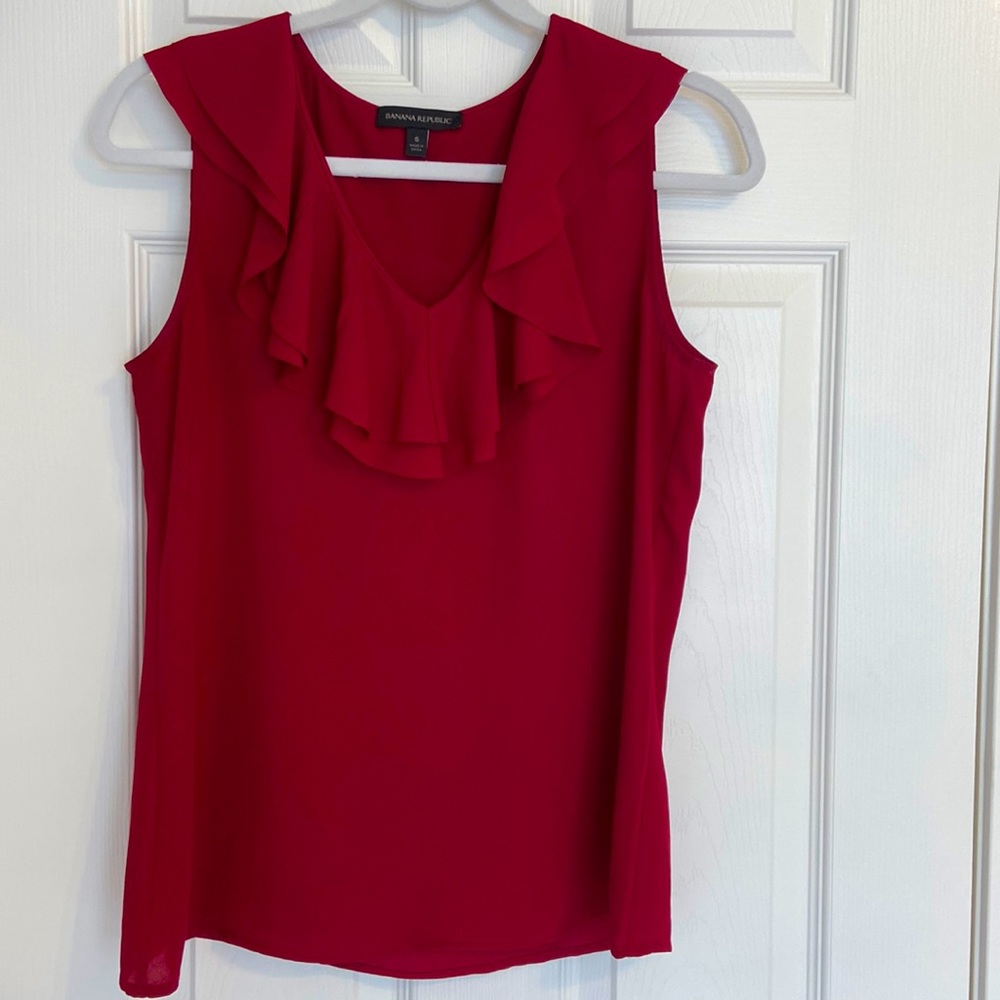 Banana Republic Red Sleeveless Blouse